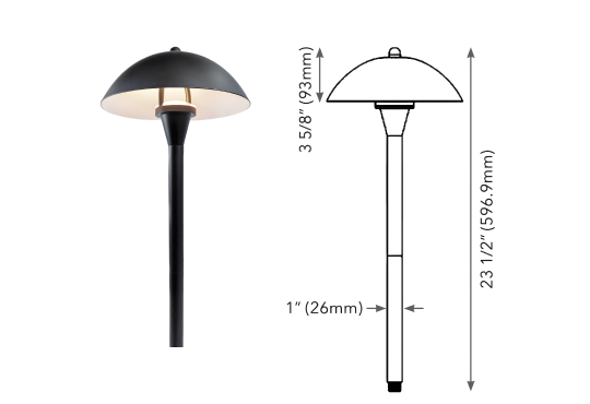 The round hat gives a contemporary spin on a classic fixture. Round Tea-Hat Pathway Light